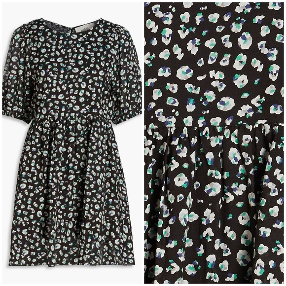 ba&sh Beth Printed Cotton Blend Voile Floral Mini Dress Black Size Large - Picture 10 of 10